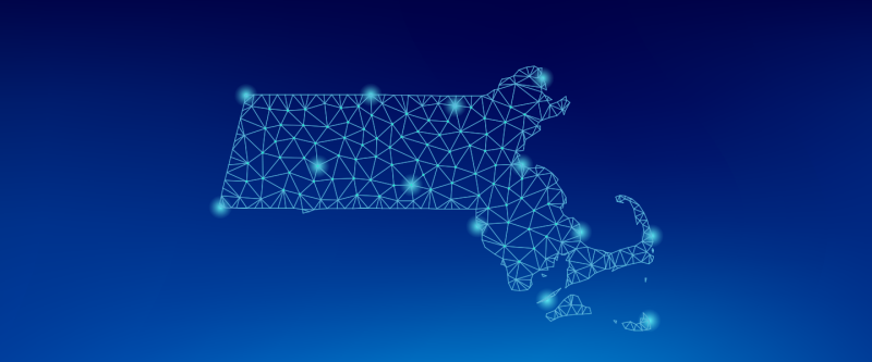 map of Massachusetts with connecting nodes
